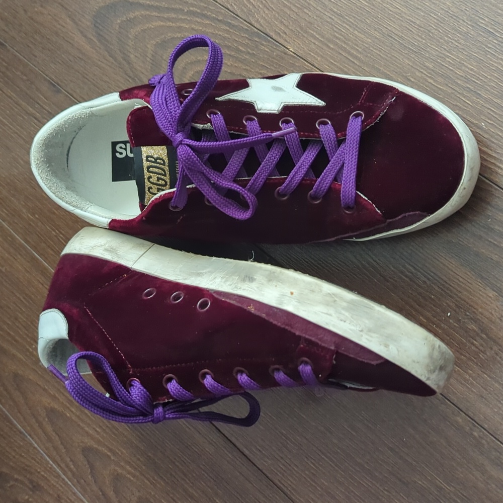Golden Goose Deluxe Brand Golden Goose Superstar Plum Velvet White Dark red Prun - Picture 6 of 14